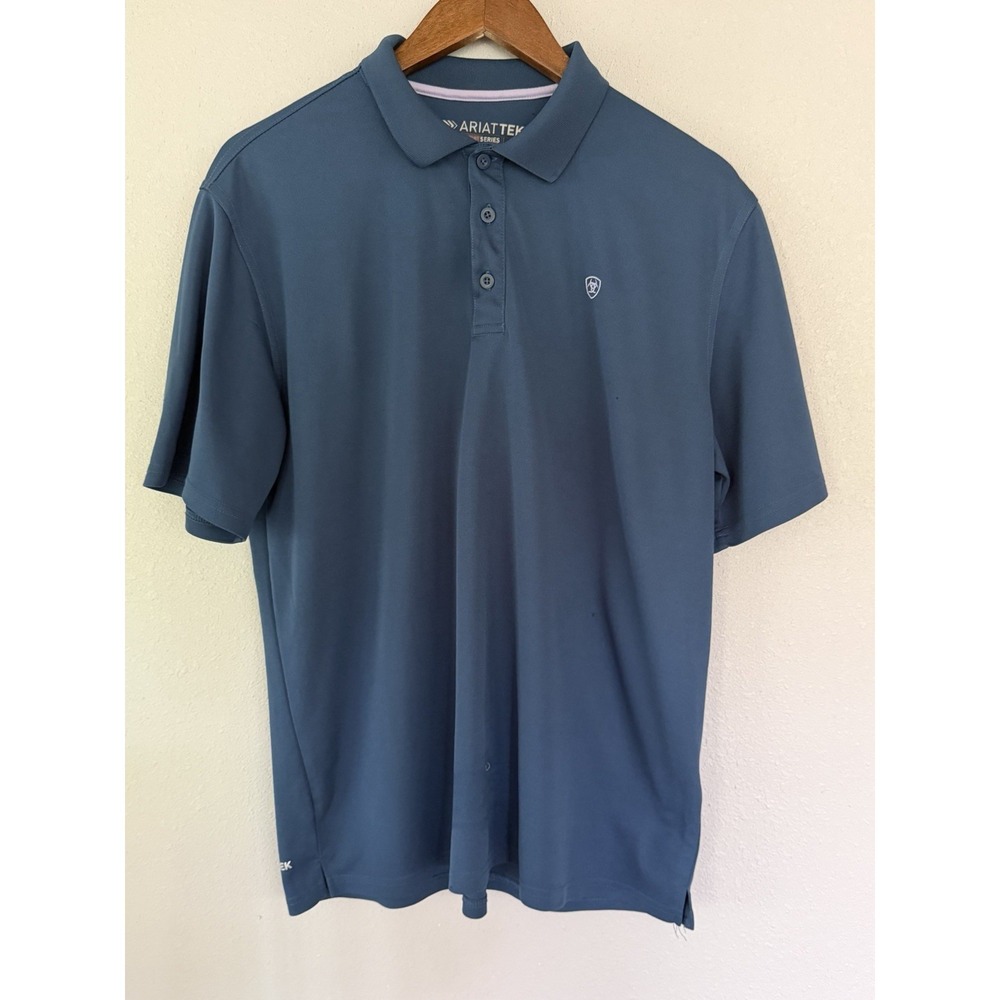 AriatTek Heat Series Men's Blue Grey Polo Shirt size L